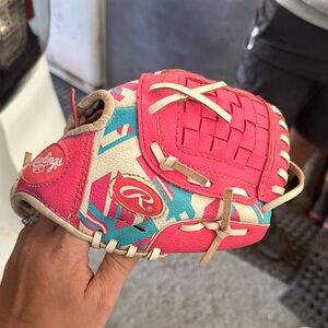 Rawlings Pink & Teal Youth Baseball Glove - Kids Shoes